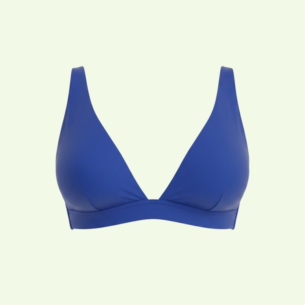 SAHA Bikini Top XL Blue Triangle Tie Back‎ Resortwear Minimalist Comfort Swim